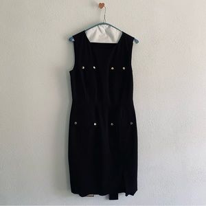 Calvin Klein black fitted pocket button dress